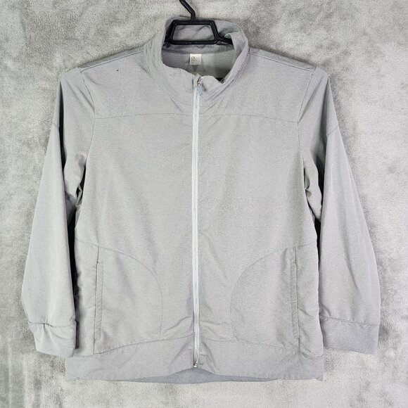 Womens Gray GapFit Jacket Full Zip Long Sleeve Mock Neck Polyester Blend Size XL - Picture 2 of 12